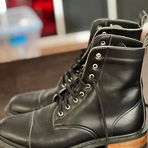 Nicora Sustainable Vegan Leather Black Lace Up Combat Boots HANDMADE USA Size 10